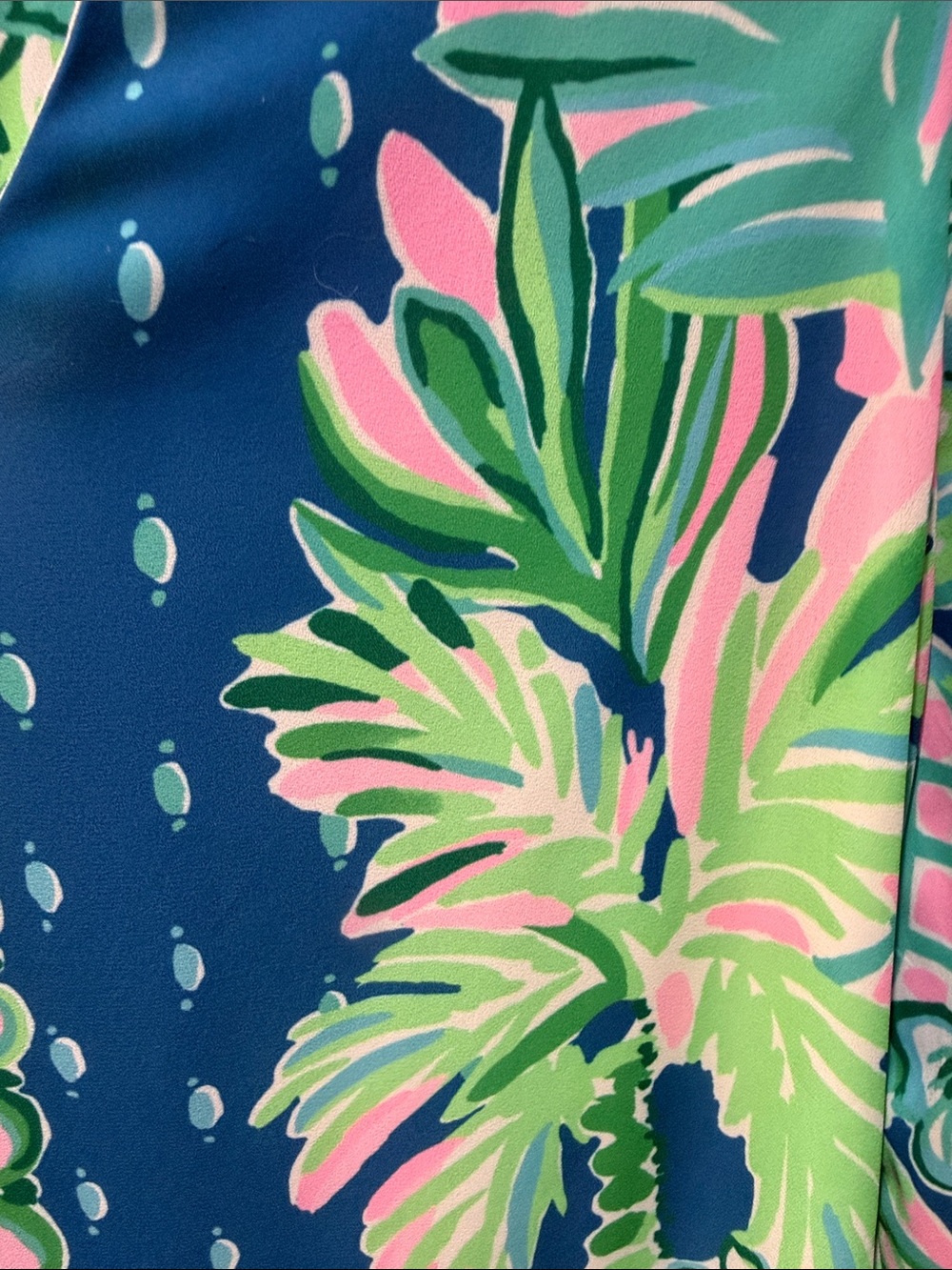 Lilly Pulitzer Navy, Green & Pink V-Neck Tropical Dress - Picture 3 of 6